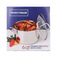 Member's Value 6Qt Stainless Steel Tri-Ply Dutch Oven 2pcs 